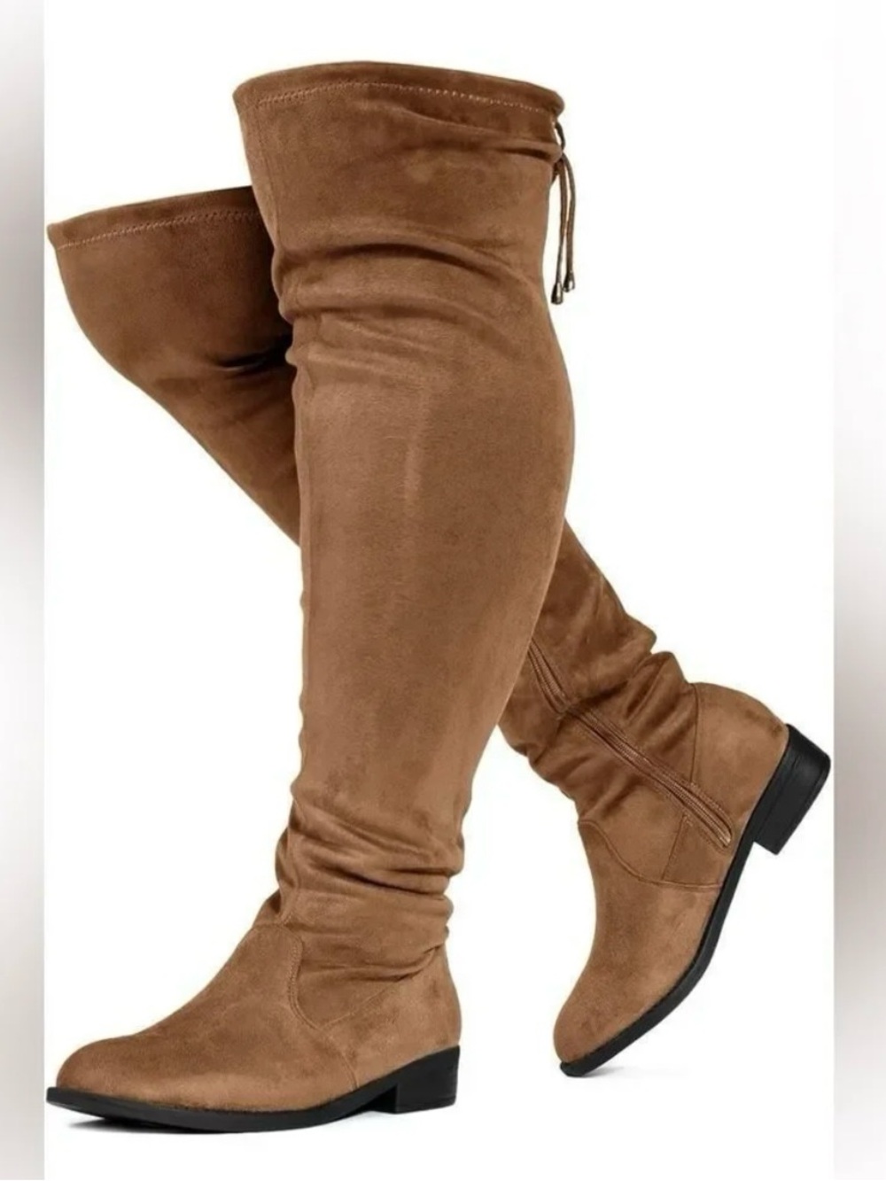 Women's Over-the-Knee Suede-Look Slouch Boots - Brown